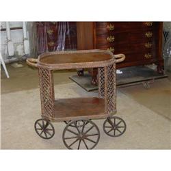 HEYWOOD BROS. WICKER TEA CART - CIRCA 1870'S #1238483