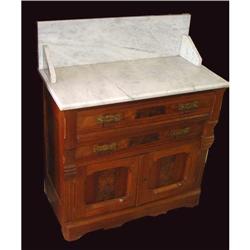 Burled Walnut Marble Top Dry Sink 19c Victorian#1238547