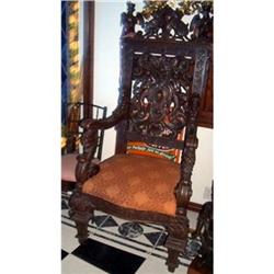 1880s Antique Carved Continental Walnut Chair #1264986