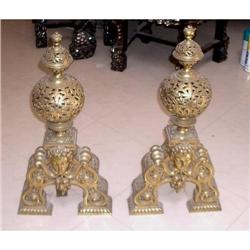 Antique French Brass Andirons #1265007