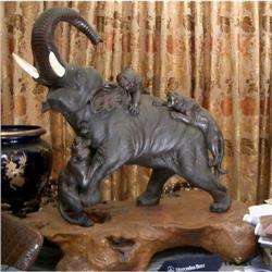 Massive Japanese Bronze Elephant Sculpture #1265010