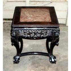 Antique Chinese Carved Marble Top Chow Table #1265012