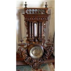 Antique  Walnut Barometer Wall Piece #1265017