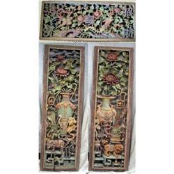 Set of Three Tibetan Polychrome Temple Carvings#1265020