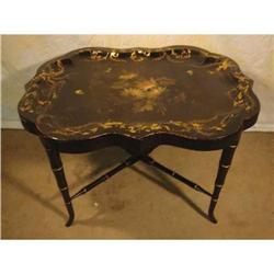 English Painted Tole Tray and Stand #1265036