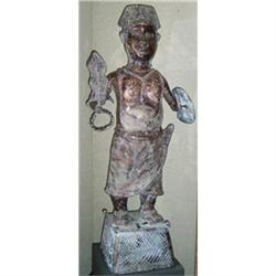  Large Benin Africian Bronze warrior figure #1265274