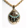 Image 1 : Estate PersianTurquoise Pearl Gold Locket 14kt #1265492
