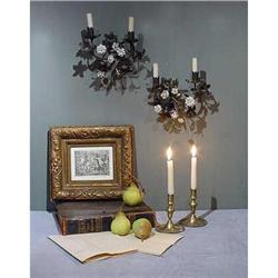 PETITE Pair VINTAGE Floral Italian Wall sconces#1265612