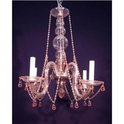 Hand Blown PINK Crystal Chandelier #1265624