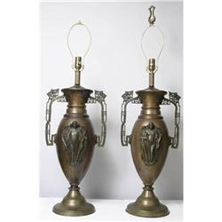 Pair of Lighted French Bronze Urns #1265629