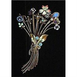 Antique 18K Gold Flower Brooch #1265707