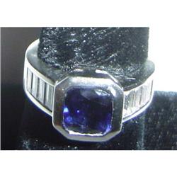 Platinum Diamond and Sapphire Ring #1265735