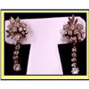 Image 1 : DIAMOND DROP FLOWER DANGLE EARRINGS C 1940 #1265887