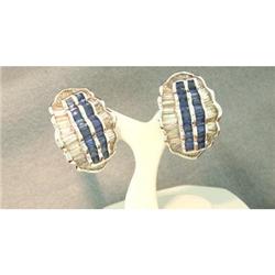 4tcw Sapphire  & 5tcw Dia Earrings 18k W Gold #1292100