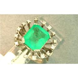 4.17ct Muzo Emerald & Diamond 14k W Gold Ring #1292102