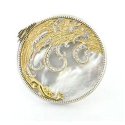 Erte Dia MOP Aphrodite 14k Gold Sterling Brooch#1292111
