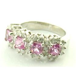 1.85tcw Pink Sapphires & Diamonds 14k Gold Ring#1292116