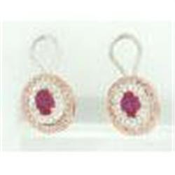 Designer Ruby & Diamond 14k Gold Earrings #1292121