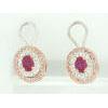 Image 1 : Designer Ruby & Diamond 14k Gold Earrings #1292121
