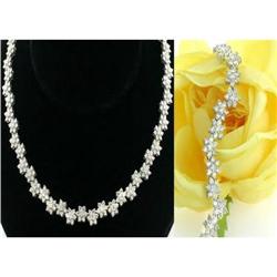 DIAMOND FLOWER DECO BRACELET NECKALCE SET 14K  #1292148