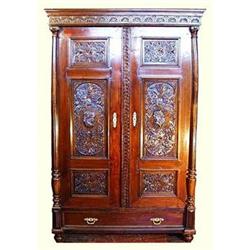 RENAISSANCE REVIVAL CARVED KNIGHTS ARMOIRE #1292183