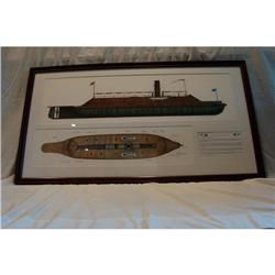 ORIGINAL Drawing U.S.S. MERRIMACK by  JOSEPH #1292190