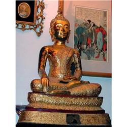 GILT BRONZE 19th c. SEATED THAI BUDDHA #1292286