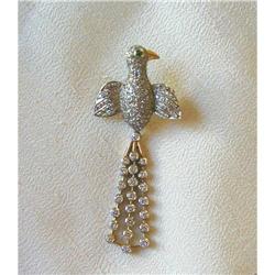 ESTATE 18K~ DIAMOND "EXOTIC FLEXIBLE BIRD" PIN #1292292