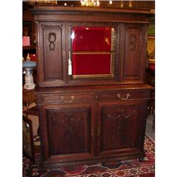 Carved Red Oak French Cabinent #1292310