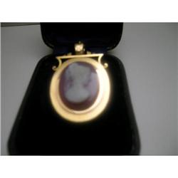 Vict. 15 Ct. Gold  Hard Stone Cameo Pendant #1292329