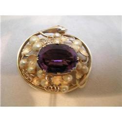 Victorian  Gold and Amethyst Serpent Brooch #1292338
