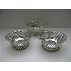 English Sterling Pierced Set 3 Serving Bowls #1292364