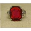 Image 1 : Deco Red Opal Ring Platinum Setting #1292370