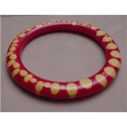 Bakelite Vintage Red dot Injected Bangle #1292376