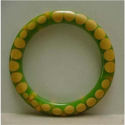 Bakelite vintage Green  injected dot bracelet #1292378