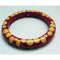 Bakelite Vintage Burgundy Random Dot Bracelet #1292380