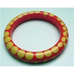 Bakelite Vintage Orange Random Dot Bangle #1292381