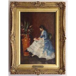 Interior Oil Painting by Delachaux #1292387