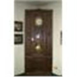 Rare French Oak/ Brass Corner Clock #1292391