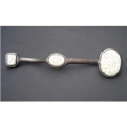 18th.-19th. century jade and wood ju yi #1292415