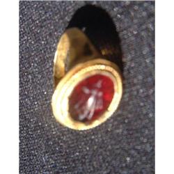 Roman gold ring with carnelian inset stone #1292436