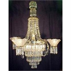 Large Antique Gas Electric Crystal Chandelier #1292497
