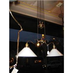 ANTIQUE ENGLISH PAIR DOUBLE BRASS RISE AND FALL#1292549