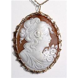 Italian Estate Shell Cameo Pendant Gold Frame #1292567