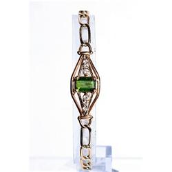 Estate Emerald cut Tourmaline Diamond Bracelet #1292569