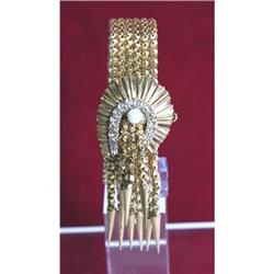 Estate Diamond solid gold bracelet opal tassles#1292570