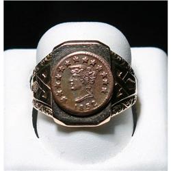 Antique Gold 1852 Coin Ring 14kt yellow gold #1292571