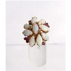 Estate  Opal Ruby Diamond 14kt Yellow Gold Ring#1292574