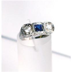 Estate Anniversary Sapphire Diamond Ring Gold #1292575