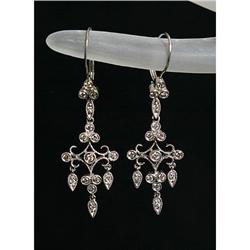 Estate Deco Chandelier Diamond Gold  Earrings  #1292576